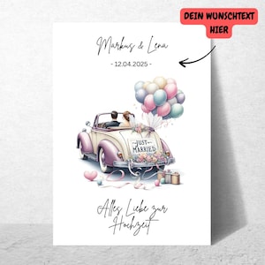 Carte de félicitations de mariage | Carte de mariage | Format A6 (PDF ou version imprimée) | Carte avec enveloppe | Cadeau pour les mariés