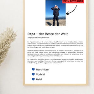Regalo personalizado para papá | Impreso en cartulina fotográfica de 300 g | Sinónimo de texto emotivo | DIN A4, DIN A5 y PDF para imprimir (24 h)