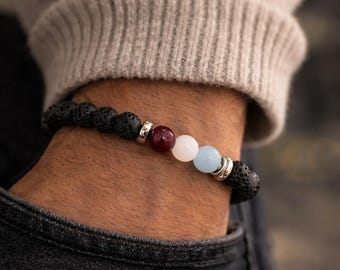 Family Bracelet for Dad, Personalized Men Bracelet with Birthstones, Custom Men Bracelet, Gift for Dad