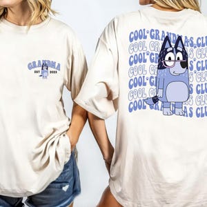 Blue Cool Grandma's Club Shirt Blue Cool Grandpa Shirt Blue Family Matching  Shirt Birthday Party Shirt Papa Shirt Grandparents Cartoon Tee