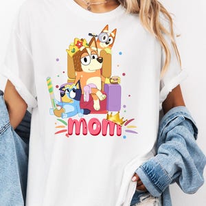 Blue Mom Shirt Blue Mom Shirt Birthday Mama Shirt Cartoon Mommy Shirt Blue Dog Mom Dad Shirt Blue Family Shirt Mom Gift Mama Tee