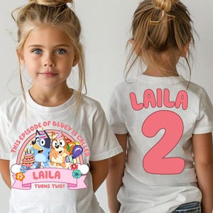 Blue Custom Birthday Girl Shirt Blue Girl Birthday Shirt Kid Personalized Party Shirt Toddler Shirt Birthday Shirt Two Sided Kids Bday Squad