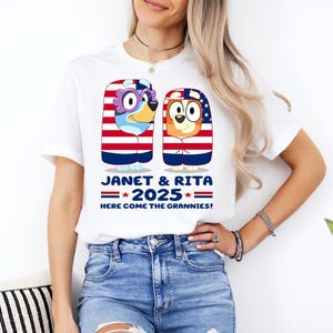 Grannies 2025 Shirt Here Comes the Grannies Shirt Janet And Rita Sweatshirt Dog 2025 Sweatshirt Dog and Bing Tee Dog Cartoon Family Shirt