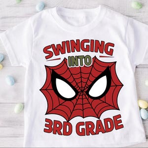 Swinging into Kindergarten shirt Spider Back to School Shirt Grades Shirts Kids School Shirt Teacher appreciation Gift Back to School Tee