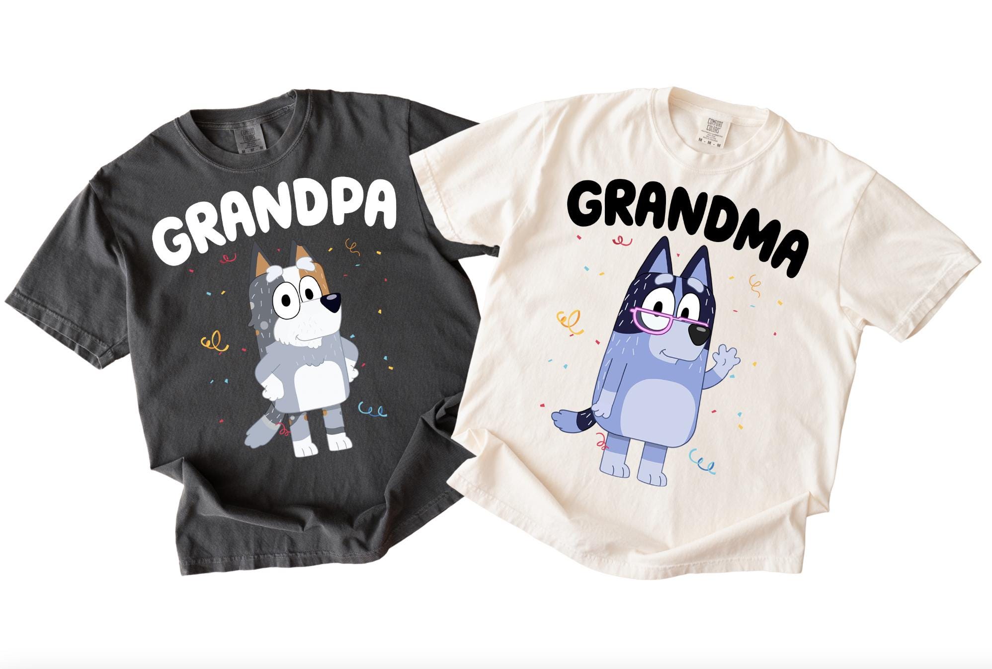 Blue Grandma Grandpa Shirt Family Matching Party Shirt Papa Shirt Blue Grandpa Shirt Birthday Party Team Shirts Grandparents Cartoon Tee