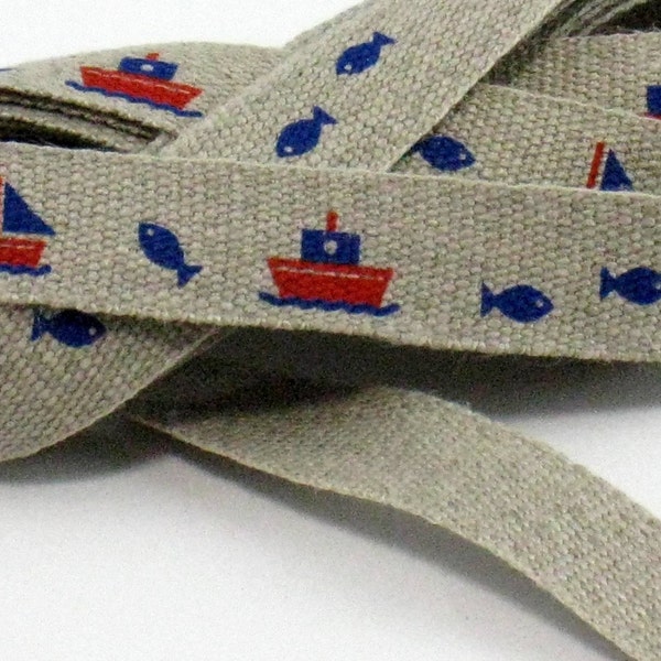 Japanese Trim - Boats and Fish - One Yard