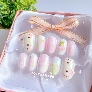 kitty&#39;s pastel dream nails | cute cat nails | Japanese style nails | minimal 3d nails | cute spring kawaii nails | picnic nails cozynailsph