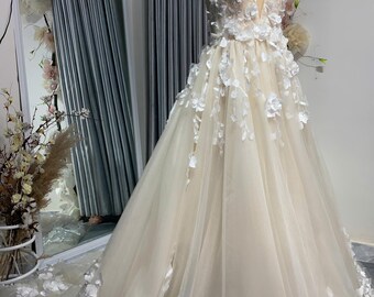 A-line wedding dress,Lace wedding dress