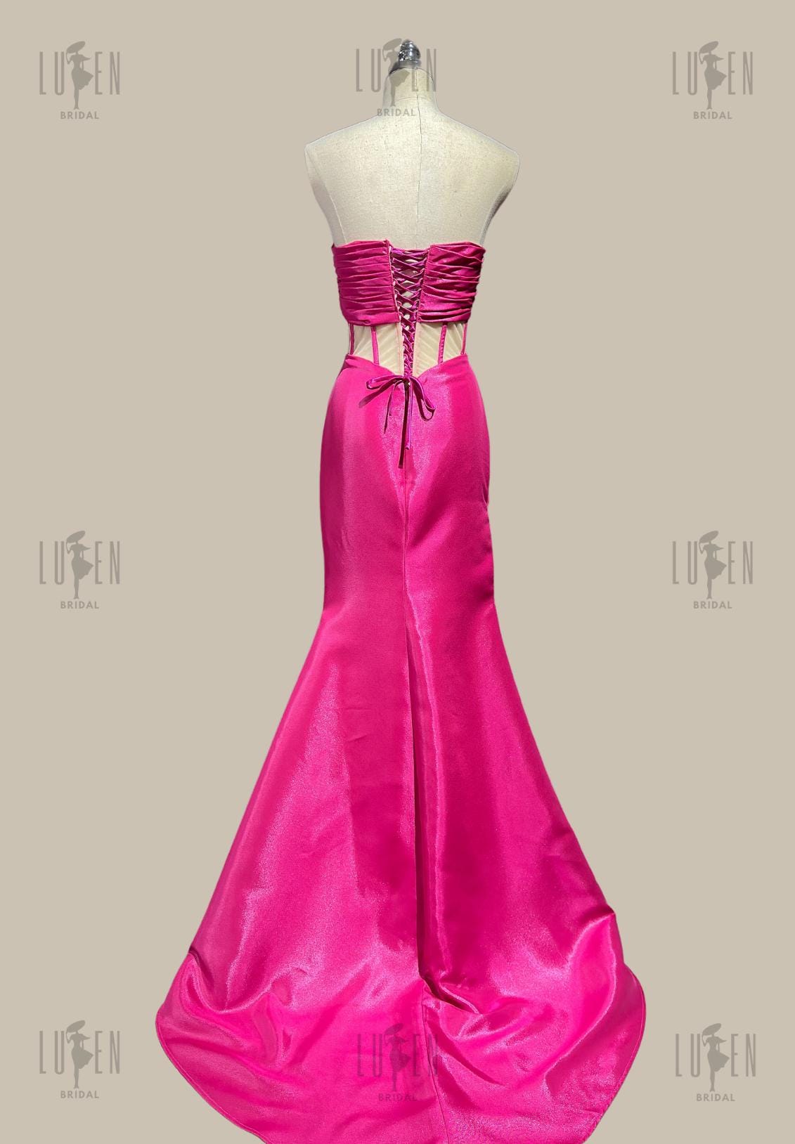 Off The Shoulder Sweetheart Illusion Corset Ruched Satin Mermaid Maxi Dress With Slit