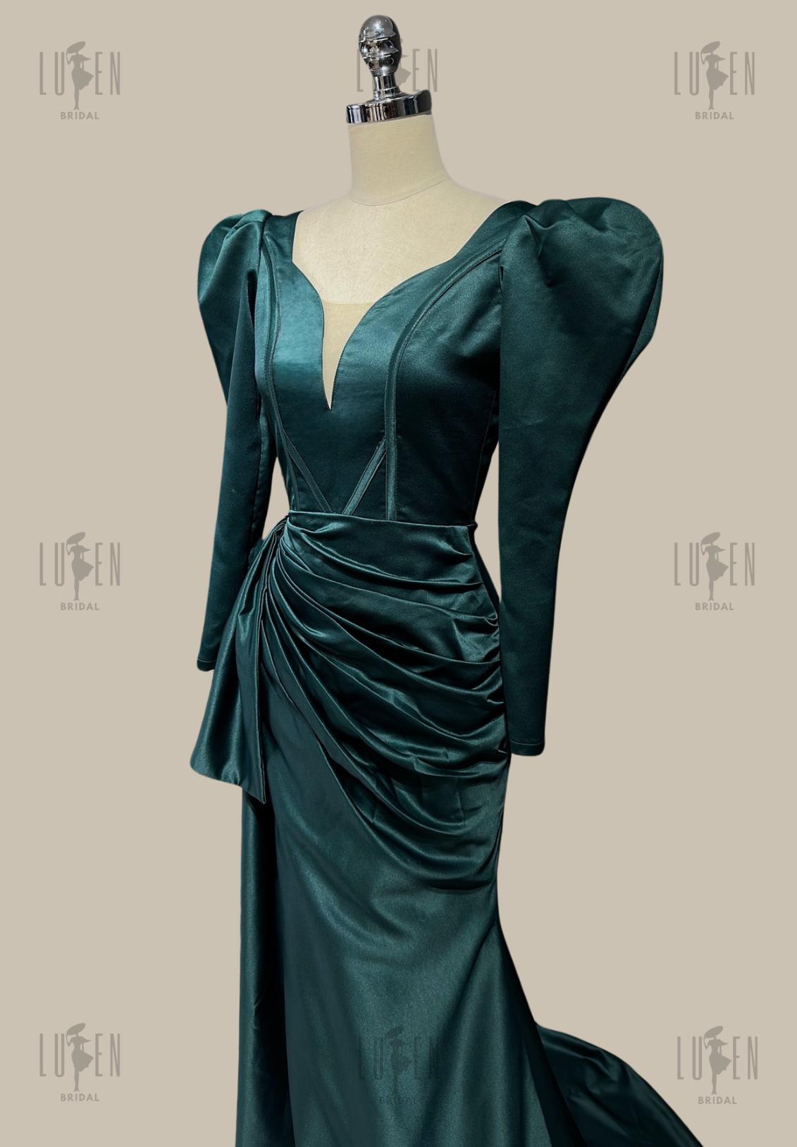 Evening Gown with Off-Shoulder Neckline, Corset Bodice and Mermaid Train main image 0