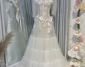 A-line wedding dress,Lace wedding dress