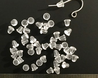 20,000 4x4mm clear rubber earring backs