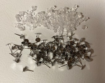 6mm stainless steel earring pads lot of 100 w/rubber backs