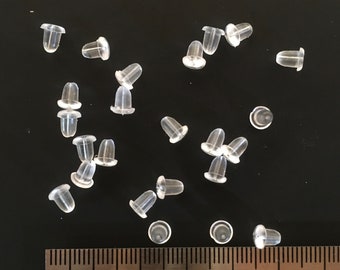 5x5 mm clear rubber earring backs, lot of 200
