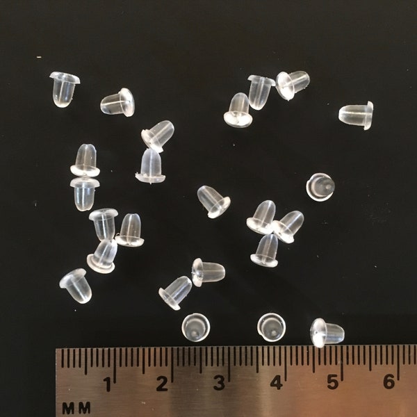 5x5 mm clear rubber earring backs, lot of 200