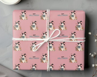 Pink Halloween Wrapping Paper, Halloween Wrapping Paper, Halloween Paper, Gift Wrap, Wrapping Paper, Happy Halloween Wrapping Paper