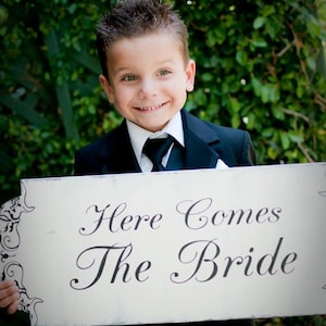 Here Comes the Bride Sign - Here Comes The Bride Wedding Sign - 22x10 Kids Wedding Sign - Flower Girl & Ring Bearer Sign