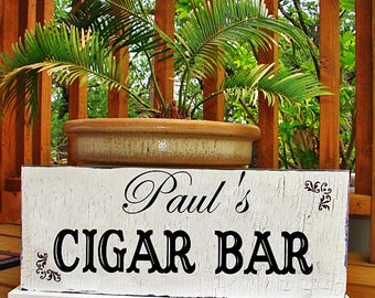 Custom CIGAR BAR sign | Wedding Signs | Self Standing | 18x7 | Wedding Signs | Grooms Cigar Bar Signs | Vintage Style | Cottage Shabby