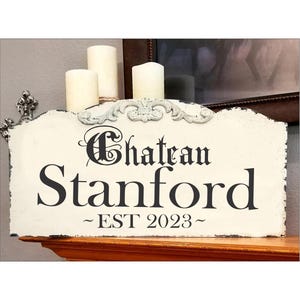 Custom Chateau Sign - Custom French Name Sign - Personalized French Country Wall Sign - 24x12