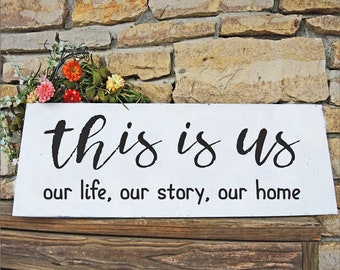 This is Us  Sign | 32x9  | Vintage Style Sign | Handmade Signs | Kitchen Signs | Farm House Signs | Vintage Style Signs | Family Signs