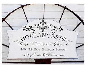 French Sign | French Kitchen Sign | BOULANGERIE | French Bakery Sign | BOULANGERIE Sign | French Decor | AGED or Not Aged, 28"Tx18" W
