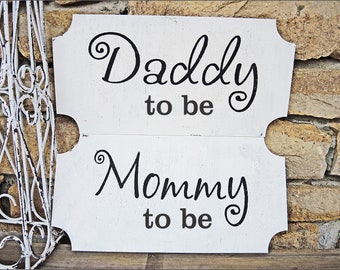 Daddy and Mommy Signs |  BABY Announcement signs |  12x6 Set of 2- | Baby Announcement Photos | Gender Reveal signs | Birth Announcements