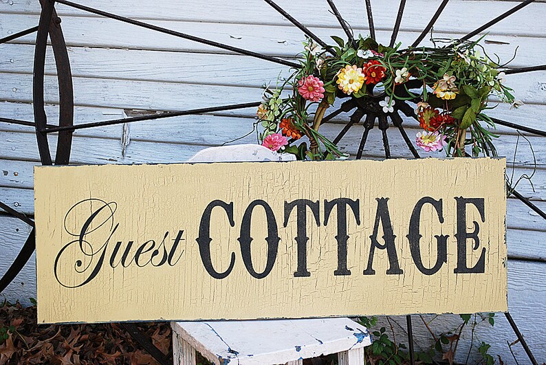 Guest Cottage Sign - Rustic Guest Room or Lake House Decor Sign - Cabin ...