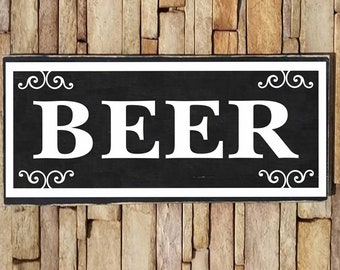 BEER Wedding Signs | Wedding Decor | WINE SIGN | Vintage Style Sign 18x7