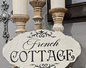 French COTTAGE Sign | 16x9 | French signs | French Decor | Vintage Style | Kitchen Sign | French Country | French Decor | Farmhouse Decor