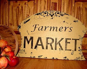 Farmers MARKET Sign 24X12 Vintage Style Sign - Kitchen Signs- Farmers Market - Cottage Signs - Farmhouse Signs