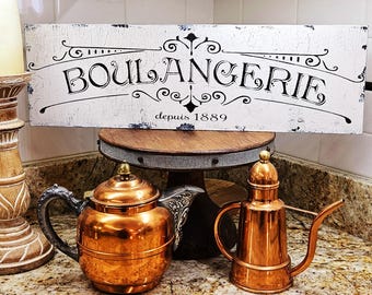 French Sign | BOULANGERIE Sign | BOULANGERIE | French Kitchen Sign | French Bakery French Decor | AGED or Not Aged 22.5"Wx7"T
