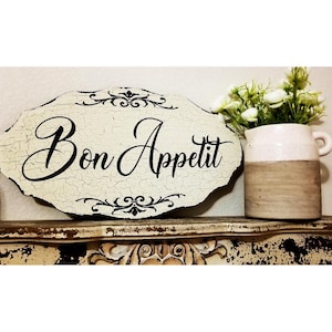 Bon Appetit Sign, French Kitchen Sign, French Sign, French Decor, Kitchen Sign, French Country Sign, French Kitchen, 16x9 Aged or Not Aged