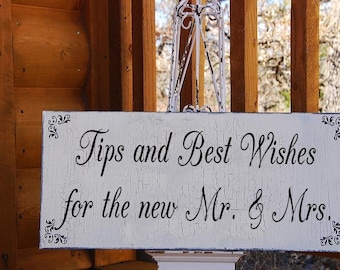 Best Wishes Wedding Signs | Gift Table Sign | Wedding Decor | Bride and Groom Vintage Style Sign 18x7