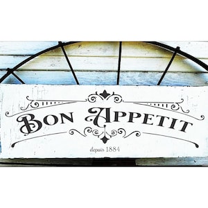 Bon Appetit Sign | French sign | French Kitchen Sign | Kitchen Sign | French Country Sign | French Decor | WITH or WITHOUT Aging | 30x8.5