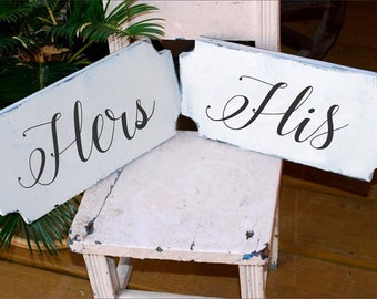 His Her Signs | Wedding Chair Signs | Wedding Photos| 10"x5" | Family Signs | Chair Signs | His Sign | Her Sign