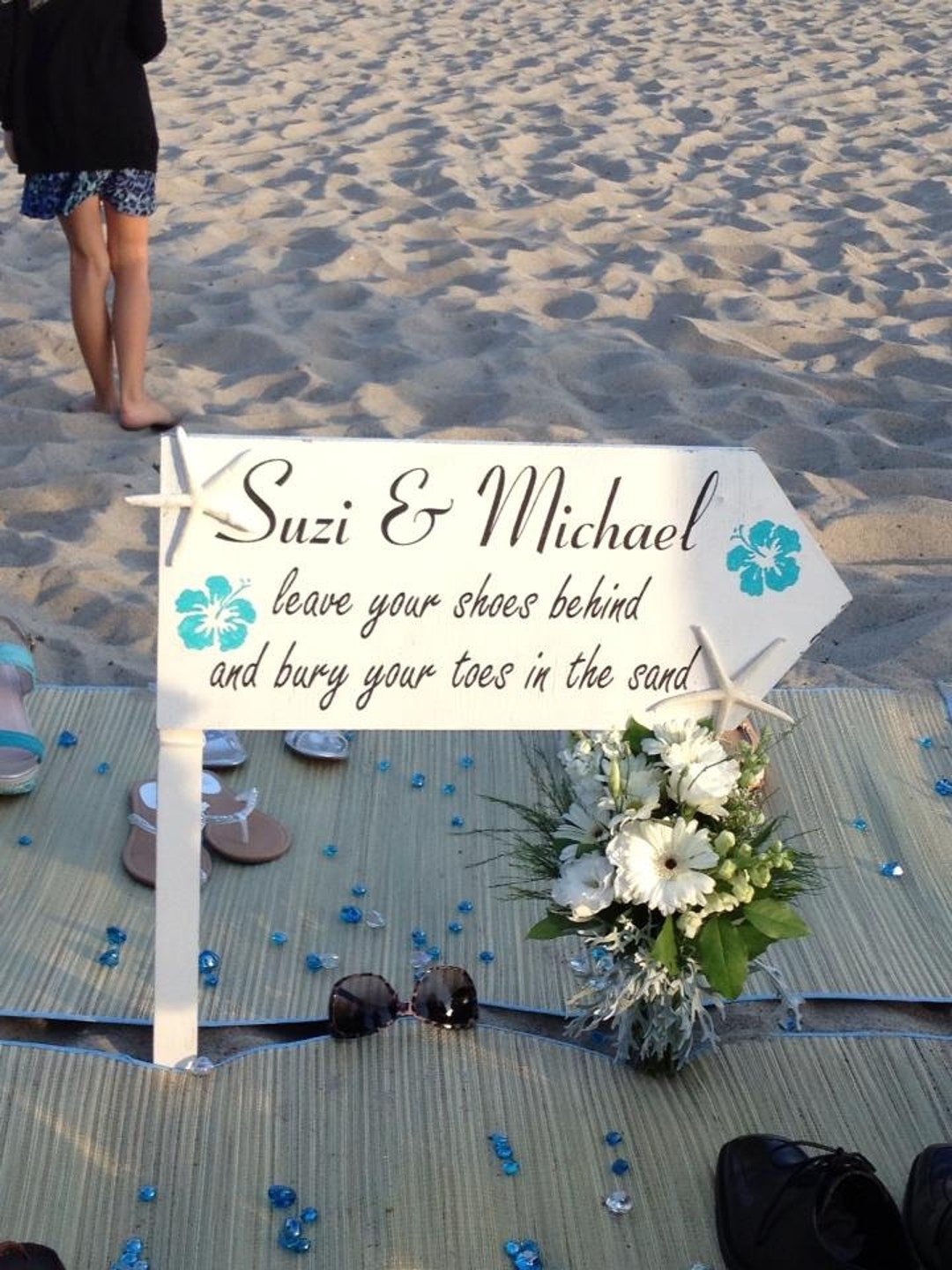 Custom Wedding Signs | Leave YOUR SHOES BEHIND | Beach Arrow Signs ...