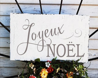 Christmas Signs | NOEL Sign | JOYEUX NOEL | 4 Sizes | Merry Christmas | Noel French Christmas Sign | Vintage Style | Cottage | Rustic