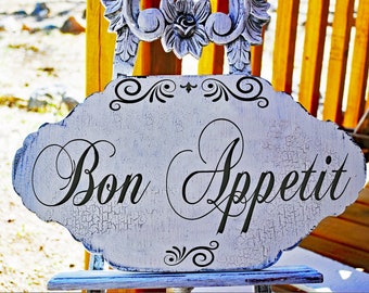 Bon Appetit Sign | 16x9 | French signs | French Kitchen | Vintage Style | Kitchen Sign | French Country Sign | French Decor