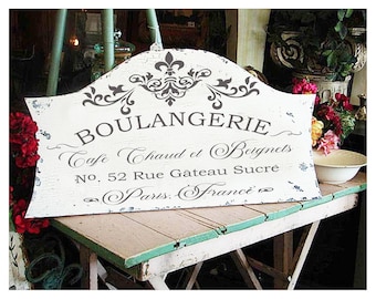 French Sign | BOULANGERIE Sign | BOULANGERIE | French Decor | French Kitchen Sign | French Sign | Bakery Sign | AGED or Not Aged, 28"Tx18" W