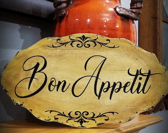 Bon Appetit Sign | 16x9 | French signs | French Decor | Vintage Style | Kitchen Sign | French Country Sign | French Decor