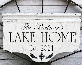 LAKE House Sign | Custom CABIN Sign | Custom BEACH Home Sign | 14x24 | Custom Signs | Vintage Style | Farmhouse Sign | Lake Sign