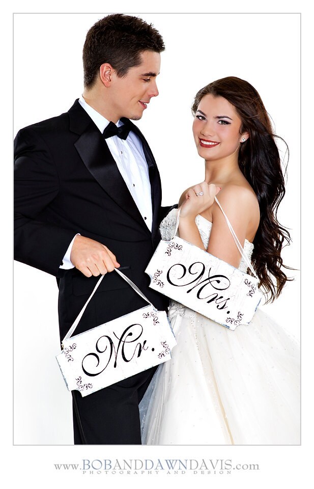 Mr and Mrs Signs Wedding Chair Signs Wedding Signs Set of 2 10x6