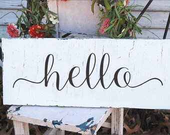 hello Sign | hello | Welcome Signs | HOME Decor | 3 Sizes Available | Home Photo Display | porch signs | welcome signs