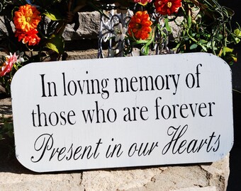 Wedding Memorial Signs | In loving memory | 2 sizes available | Free self standing base | Memorial Table |  | Vintage Style Cottage Shabby