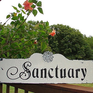 Sanctuary Sign - 26x10 Wood Wall Sign - Cabin, Lake, or Retreat Decor - Welcome Sign - Aged or Clean Finish Rustic Decor