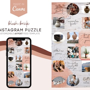 Customizable Instagram Puzzle for Canva | 18 gorgeous posts to unify your feed | terracotta clay rust brick rust red natural pottery themed