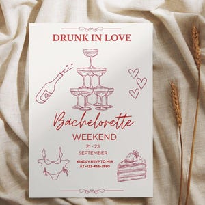Bachelorette Weekend Invitation  – Digital Girls Trip Invite – Modern Canva Template – Instant Download