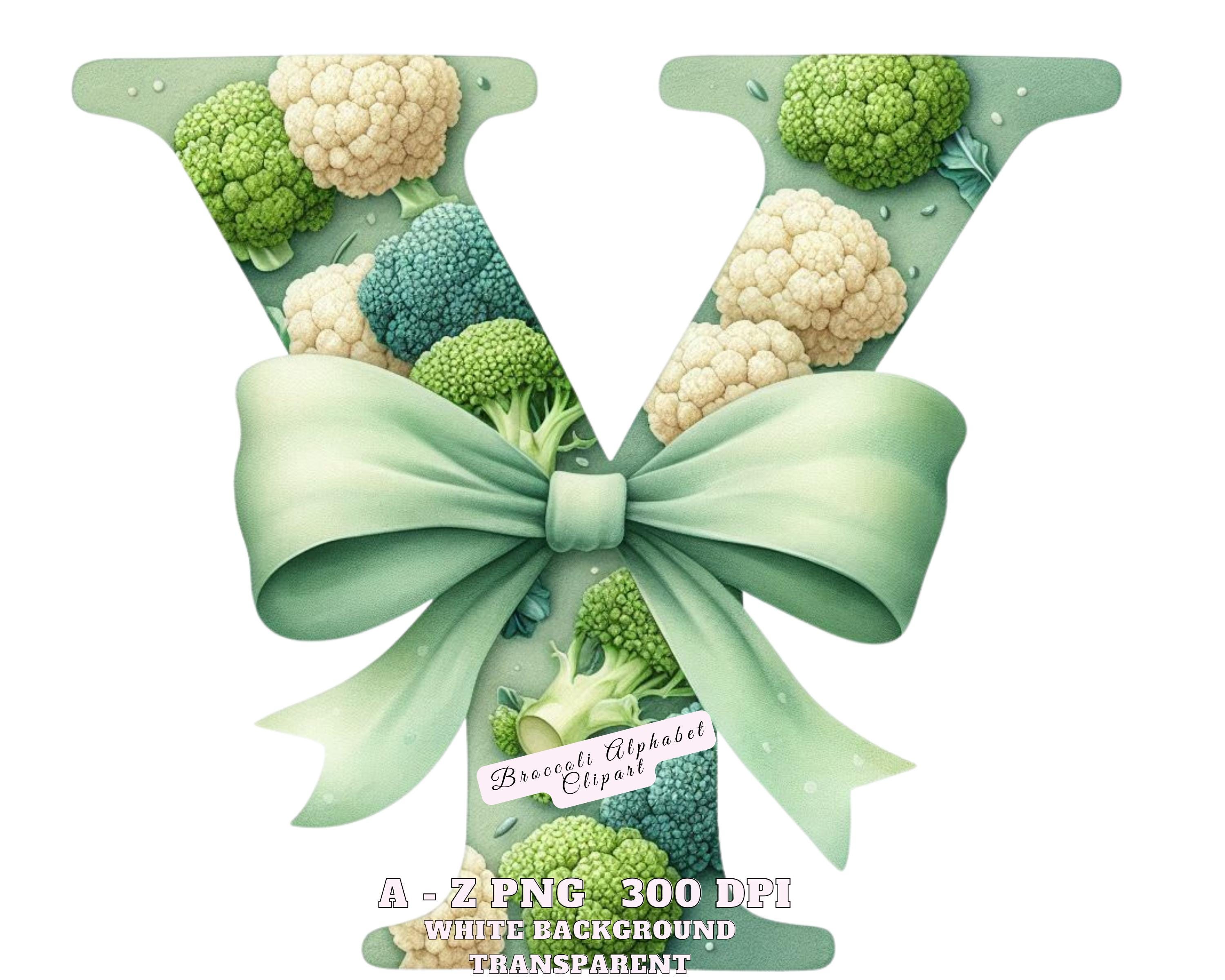 Broccoli Alphabet Clipart, Watercolor Vegetable Letters, Fresh Green ...