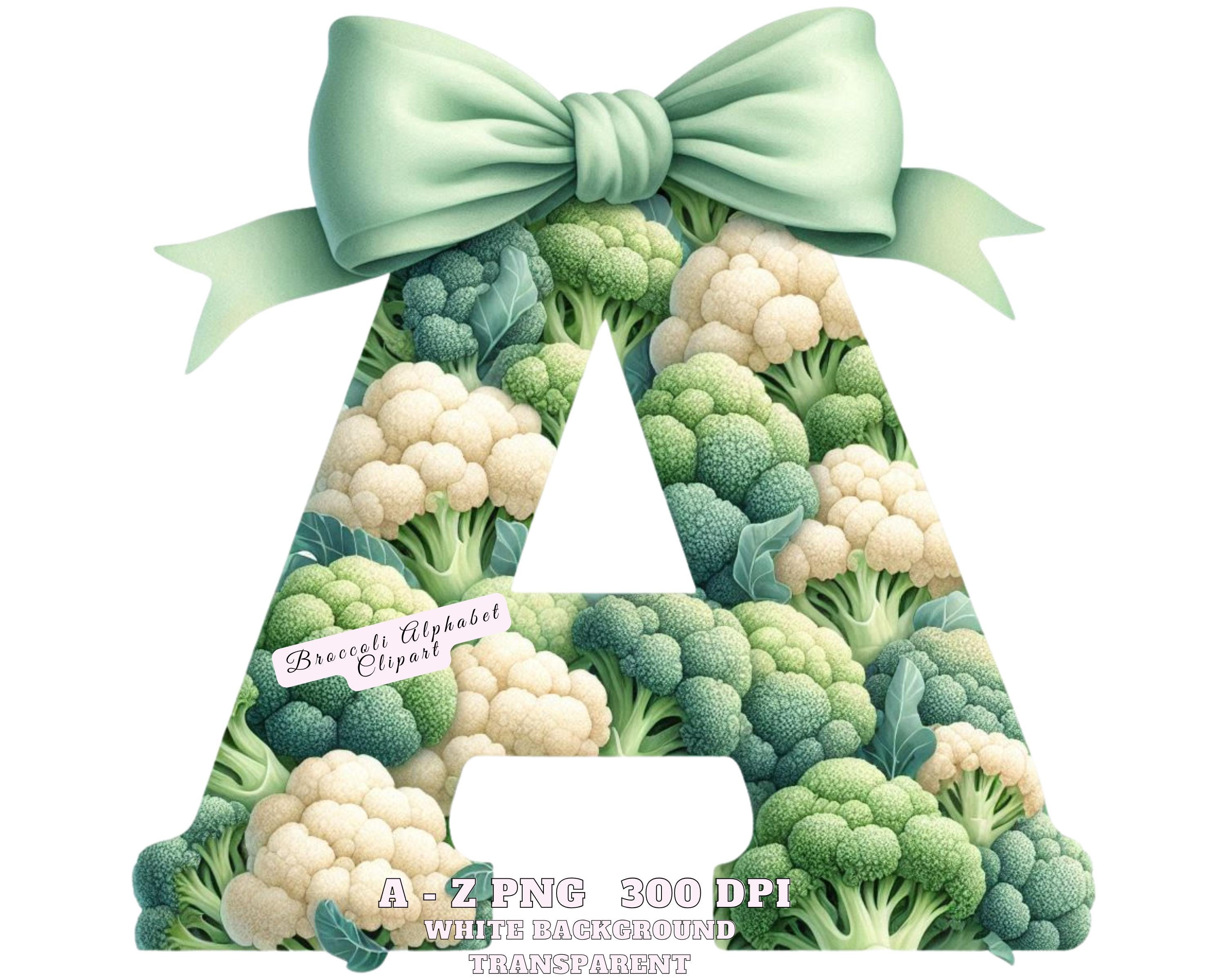Broccoli Alphabet Clipart, Watercolor Vegetable Letters, Fresh Green ...