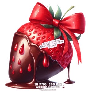Clipart fraise enrobé de chocolat, trempette mignonne de petits fruits Clip Art PNG, Dessert sucré de haute qualité graphique gâterie sucrée Image aquarelle art alimentaire